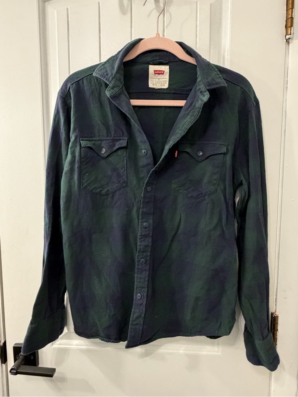 Levi's Dark Green and Navy Button-Down plaid Shirt